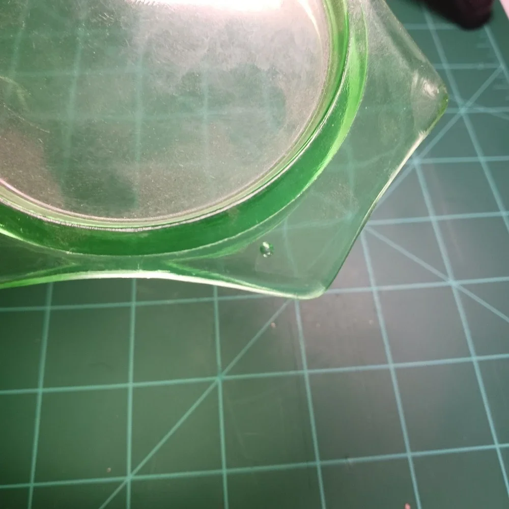 VTG CAMBRIDGE Decagon Uranium glass Cream & Sugar caddy